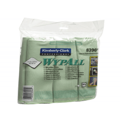 Microfibre doeken, 40 x 40 cm, 4 x 6 stuks groen, gevouwen.