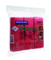 Microfibre doeken, 40 x 40 cm, 4 x 6 stuks rood, gevouwen.