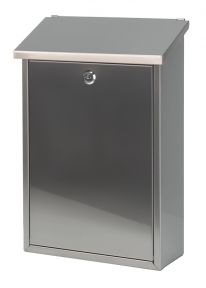 RVS brievenbus, inworpopening klep, 25 x 10cm, hoog 39cm