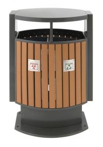 Buitenafvalbak afvalscheiding houtlook, 2 x 39 ltr