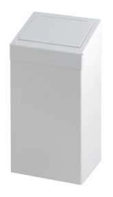 Metalen afvalbak met pushklep, 50 liter, wit