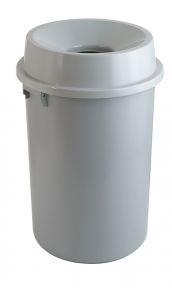 Grijs kunststof , 90 liter, open top.
