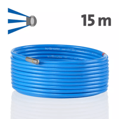 Rioolslang 15 meter incl. sproeikop, steeknippel D12