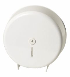Toiletpapierdispenser maxi jumbo staal wit gemoffeld