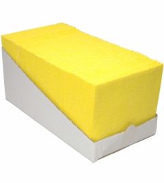 Vlies 38 x 40 cm., gevouwen, geel, 65 stuks