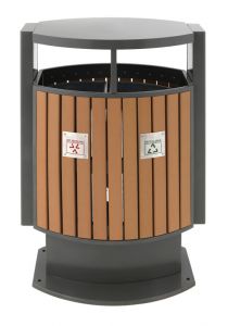Buitenafvalbak afvalscheiding houtlook, 2 x 39 ltr