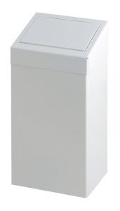Metalen afvalbak met pushklep, 50 liter, wit