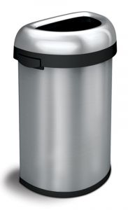 Semi-round Open Bin, Simplehuman, mat RVS, 60 ltr