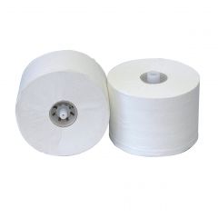 Doprol kleine dop. 2 laags, cellulose wit. 100 meter. 36 rol