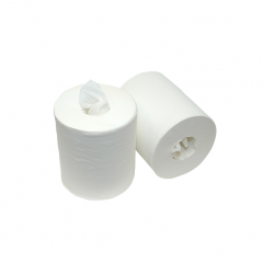 Midirol zonder koker. 1 laags, wit. 20 cm x 300 meter. 6 rol